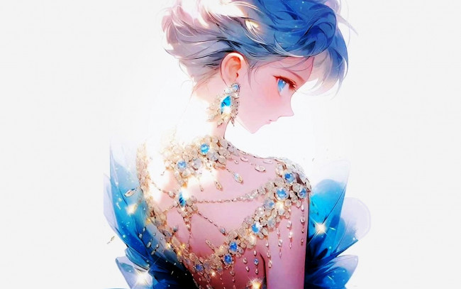 Обои картинки фото аниме, unknown,  другое , девушка, спина, украшения