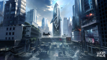 Картинка видео+игры warface город дома башня вертолеты склады