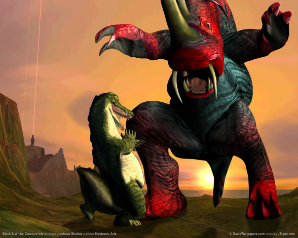 Обои картинки фото black, white, creature, island, видео, игры