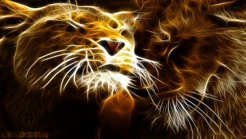 Картинка 3д графика animals животные тигр фрактал