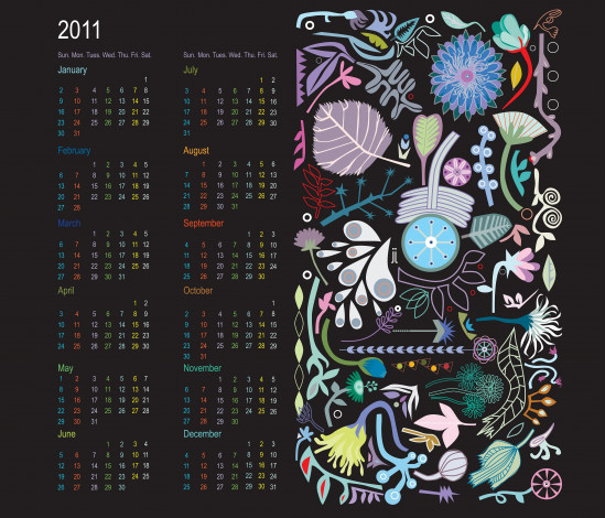Обои картинки фото календари, рисованные, векторная, графика, узор