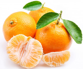 Картинка еда цитрусы мандарины дольки листья