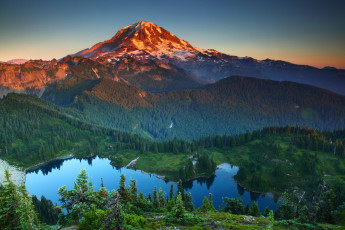Картинка mt rainier national park washington природа горы озеро деревья