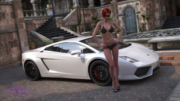 Картинка автомобили 3д автомобиль девушка