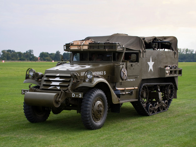 Обои картинки фото техника, военная, white, 1941-44, half-track, m2