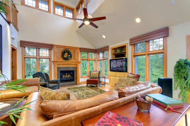 Обои картинки фото интерьер, гостиная, диваны, плазма, камин