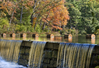 Картинка природа водопады осень деревья небо водопад вода поток пейзаж