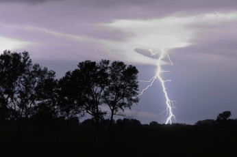 Картинка природа молния +гроза небо облака тучи вечер разряд
