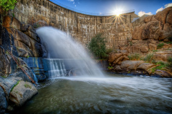 Картинка природа водопады вода водопад солнце поток