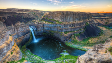 Картинка природа водопады washington река palouse falls usa пейзаж скалы каньон водопад вашингтон вид