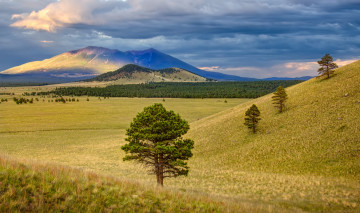 Картинка природа горы деревья облака небо пейзаж