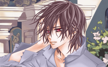 Картинка аниме vampire+knight kuran kaname мужчина зелень колонна архитектура