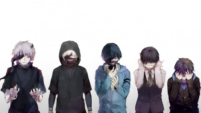 Обои картинки фото аниме, tokyo ghoul, капюшон, маска, парень, kaneki, ken, tokyo, ghoul, fuurin, арт