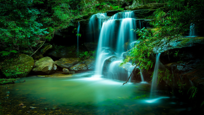 Обои картинки фото природа, водопады, водопад, река, лес