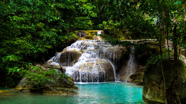 Обои картинки фото природа, водопады, водопад, река, лес