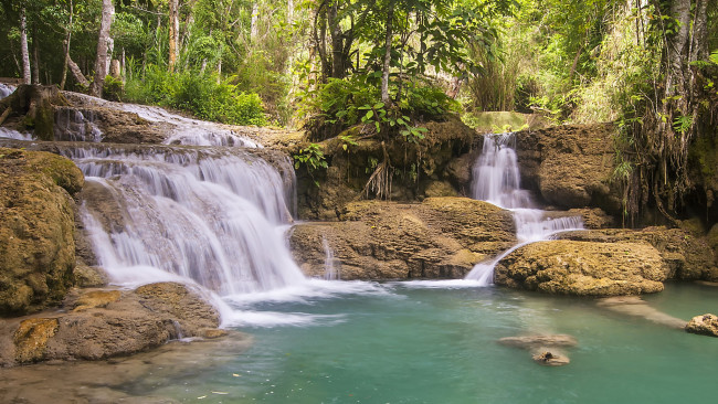 Обои картинки фото природа, водопады, водопад, река, лес