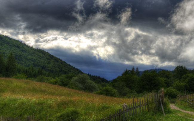 Обои картинки фото природа, другое, тучи, забор