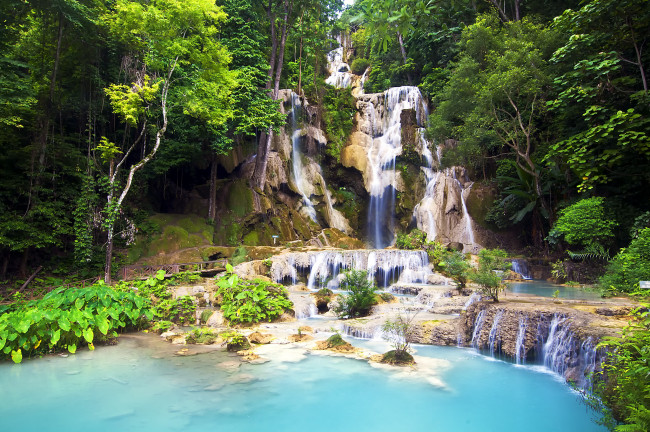 Обои картинки фото природа, водопады, водопад, река, лес