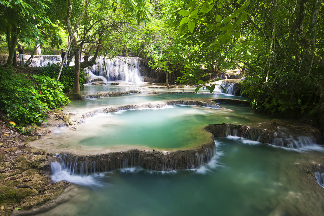 Обои картинки фото природа, водопады, водопад, река, лес