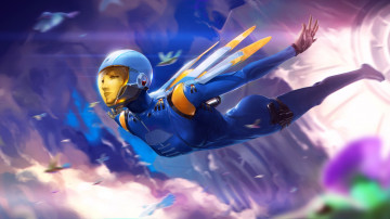 Картинка фэнтези девушки полет скафандр будущее девушка