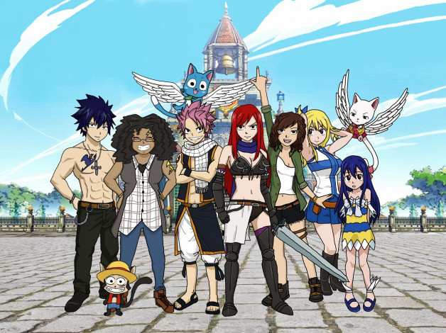 Обои картинки фото разное, арты, парни, хвост, феи, девушки, арт