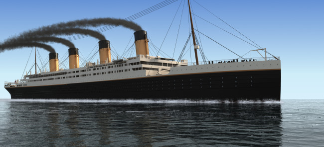 Обои картинки фото корабли, 3d, море, титаник, корабль