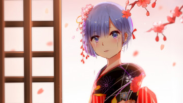 Картинка аниме re +zero+kara+hajimeru+isekai+seikatsu девушка взгляд фон