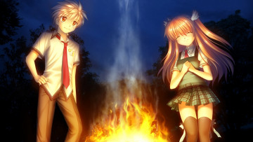 Картинка аниме rewrite парень фон взгляд девушка