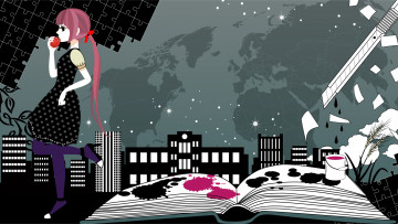 Картинка аниме vocaloid девушка взгляд фон