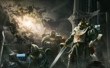Картинка фэнтези роботы +киборги +механизмы dark angels броня warhammer 40k солдаты силовая art