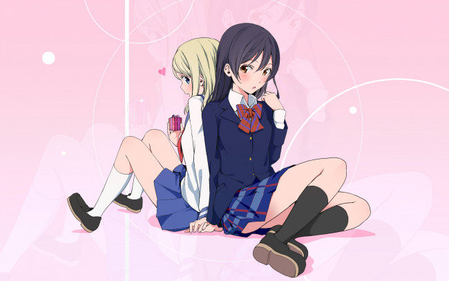 Обои картинки фото аниме, love live,  school idol project, фон, взгляд, девушка