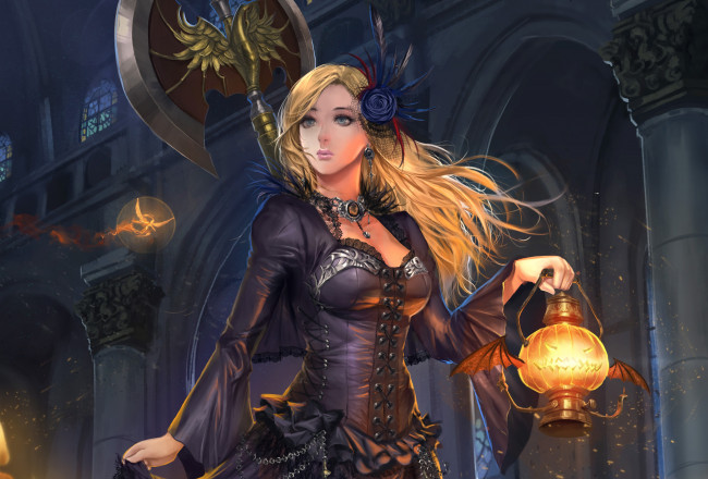 Обои картинки фото фэнтези, девушки, топор, девушка