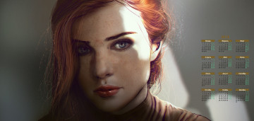 Картинка календари рисованные +векторная+графика девушка лицо взгляд