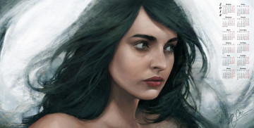 Картинка календари рисованные +векторная+графика девушка лицо