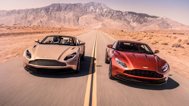 Обои картинки фото aston martin db11 volante and db11 coupe 2018, автомобили, aston martin, aston, martin, volante, db11, coupe, 2018