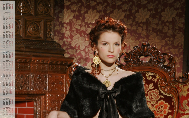 Обои картинки фото календари, девушки, взгляд, украшения
