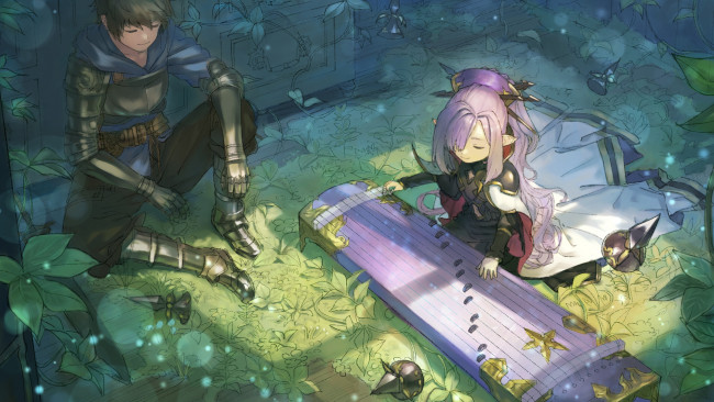 Обои картинки фото аниме, музыка, двое