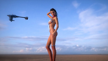 Картинка 3д+графика фантазия+ fantasy девушка фон взгляд