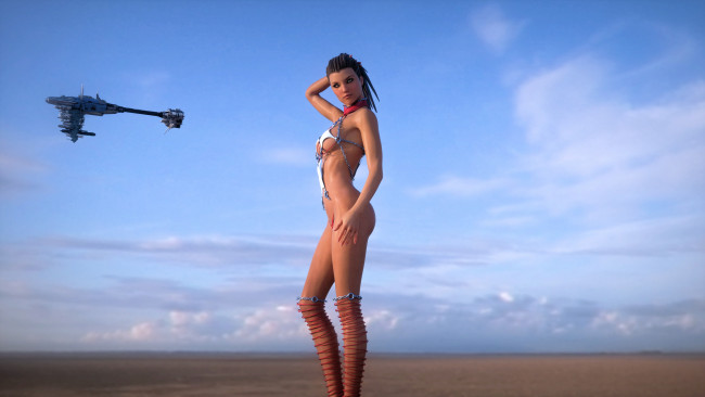 Обои картинки фото 3д графика, фантазия , fantasy, девушка, фон, взгляд