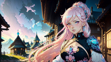 Картинка аниме город +улицы +интерьер +здания нейросети графика нейроарт ai art нейронные сети рисунки нейро искусство