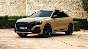 Картинка audi+q8+55+tfsi+quattro автомобили audi желтый стена