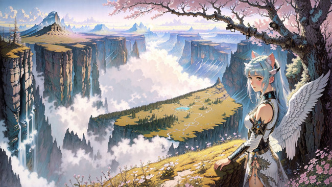 Обои картинки фото аниме, ангелы,  демоны, нейросети, графика, нейроарт, ai, art, нейронные, сети, рисунки, нейро, искусство