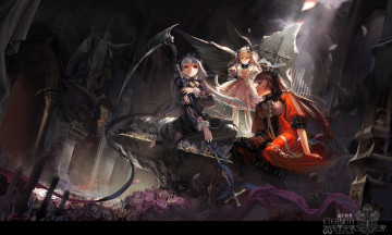 обоя аниме, оружие,  техника,  технологии, девушки