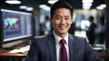 Картинка 3д+графика люди+ people азиат бизнесмен улыбка