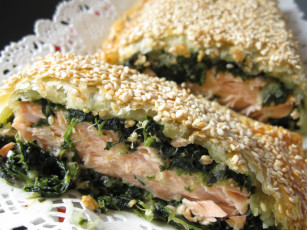 Картинка автор varvarra еда рыбные блюда морепродуктами лосось шпинат кунжут