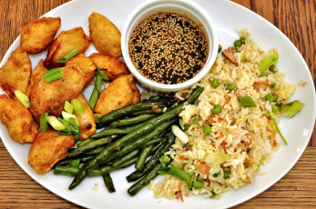 Картинка еда вторые блюда рис спаржа соус кунжут