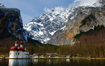 Картинка церковь святого варфоломея германия города католические соборы костелы аббатства озеро горы купола