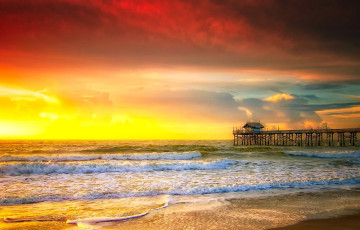 Картинка природа восходы закаты волны море закат песок