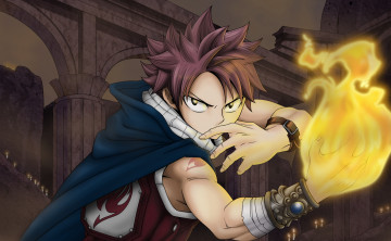 Картинка аниме fairy tail дракон огонь волшебник natsu