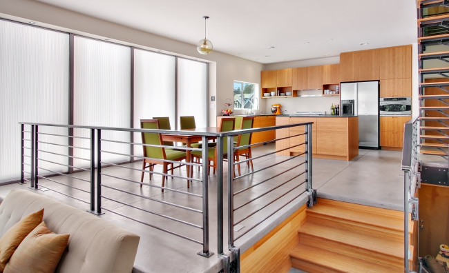 Обои картинки фото интерьер, кухня, лестница, столовая